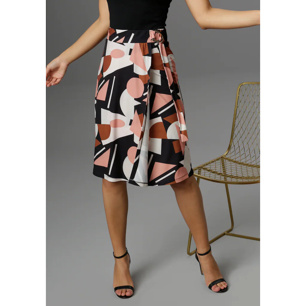 Aniston SELECTED Sommerrock mit Schnallen und grafischem Druck