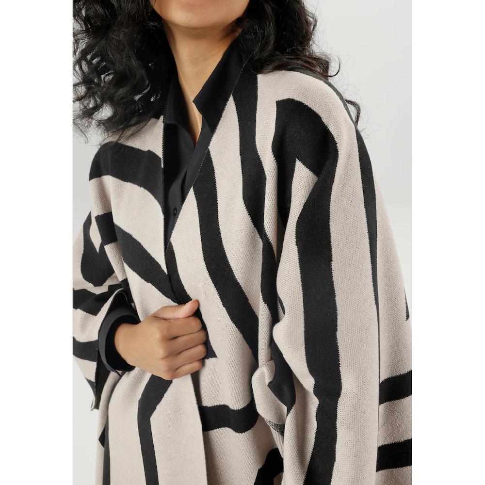 Aniston SELECTED Strickponcho Tuch Mit Fransen Und Grafischem Muster