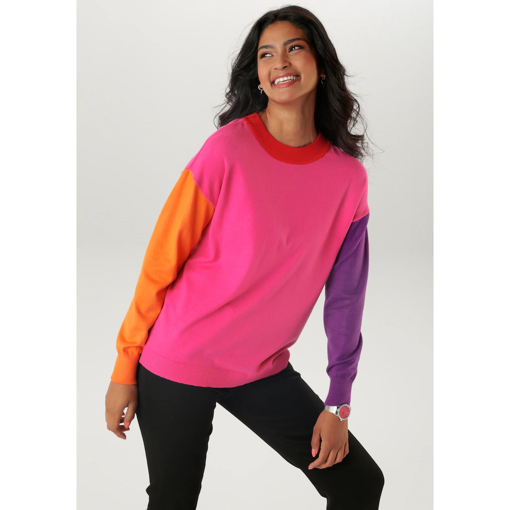 Aniston SELECTED Strickpullover im farbenfrohen Colorblocking - NEUE KOLLEKTION
