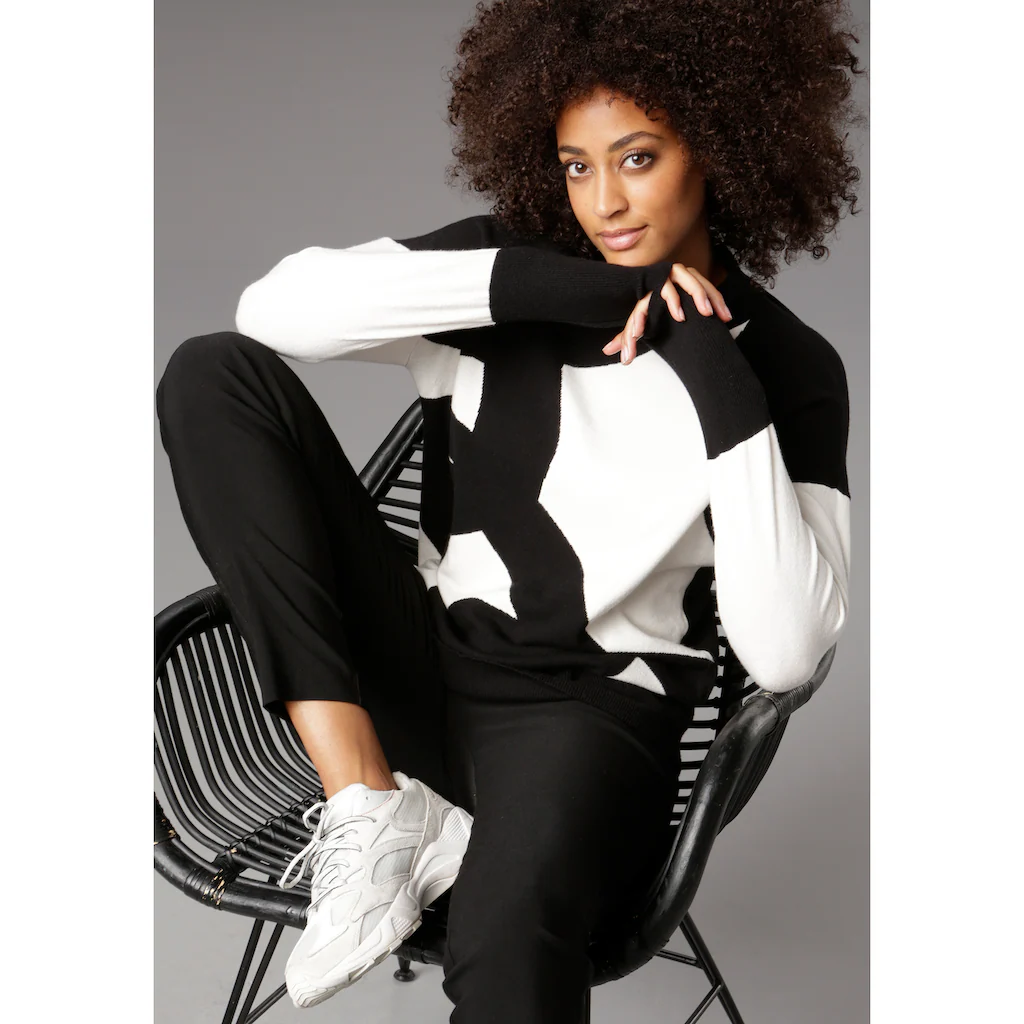 Aniston SELECTED Strickpullover Mit Modisch Kurzem Stehkragen