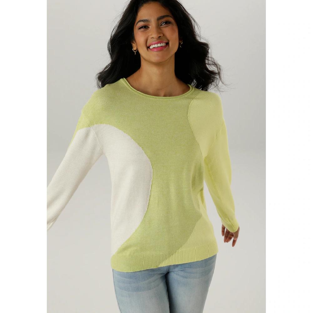 Aniston SELECTED Strickpullover mit Rollkante am Rundhalsausschnitt - NEUE KOLLEKTION