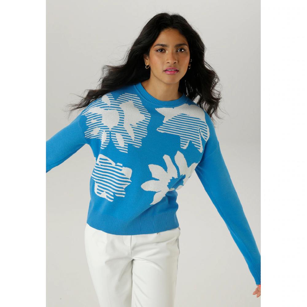 Aniston SELECTED Strickpullover mit trendiger und großflächiger Jacquardmusterung - NEUE KOLLEKTION