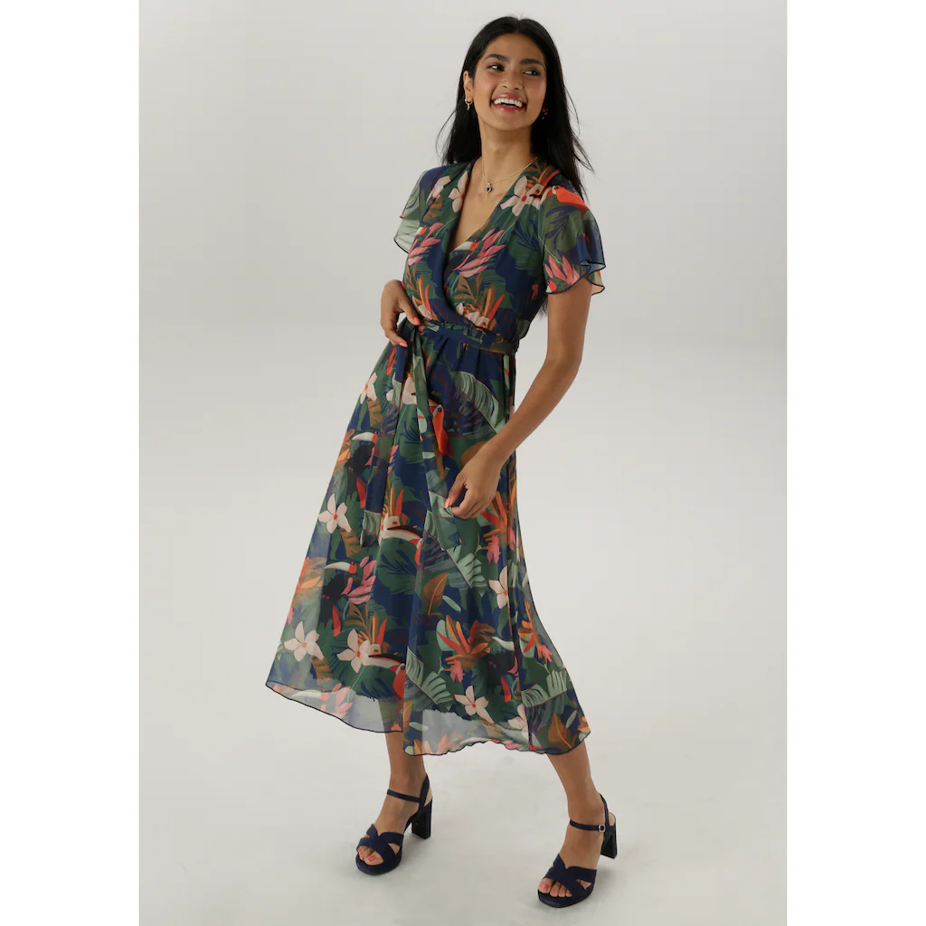 Aniston SELECTED Wickelkleid Mit Blickdichtem Jerseyfutter - NEUE KOLLEKTION