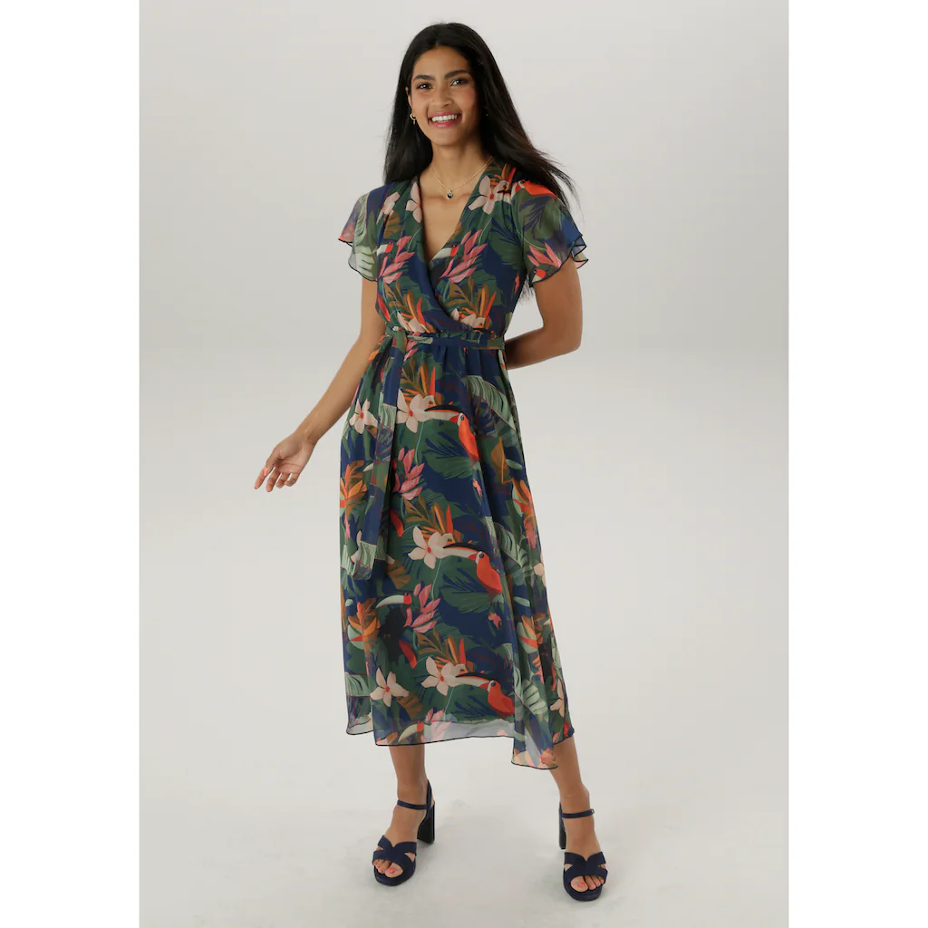 Aniston SELECTED Wickelkleid mit blickdichtem Jerseyfutter - NEUE KOLLEKTION