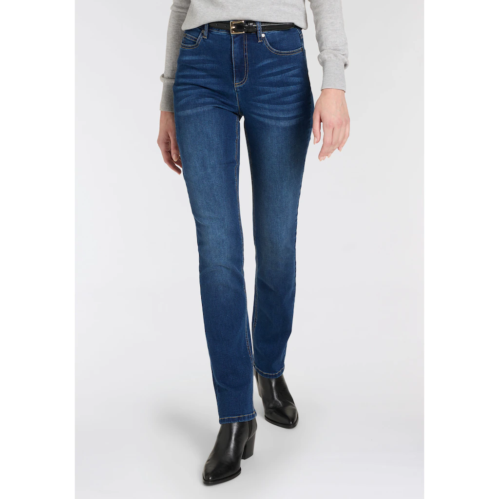 Arizona Gerade Jeans »Ultra-Stretch« normale Passform Comfort Fit Used-Look-Waschung