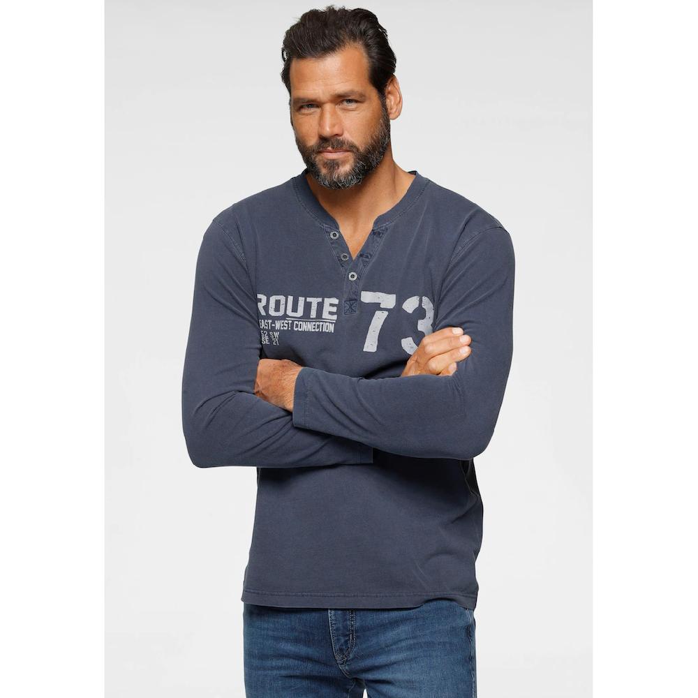 Arizona Henleyshirt Langarm casual Rundhalsausschnitt aus Baumwolle ▷ für