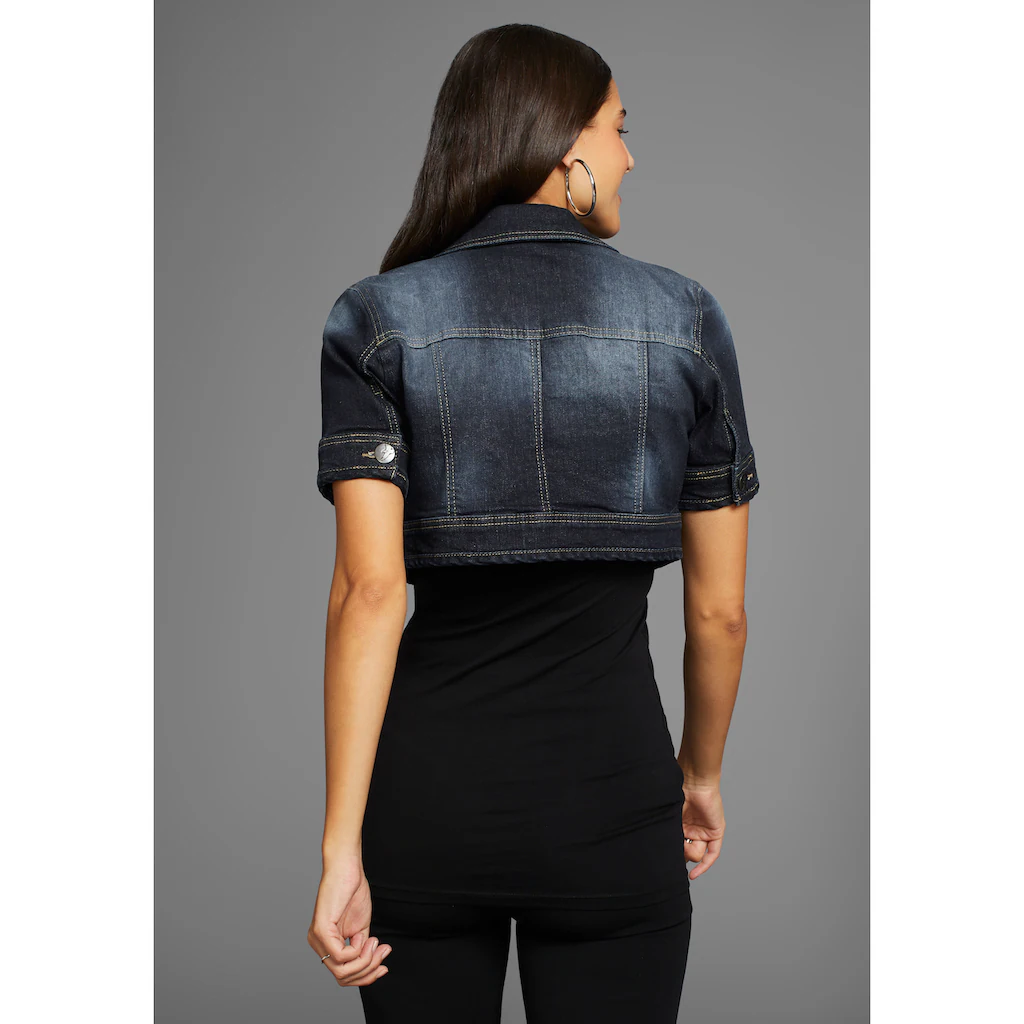 Arizona Jeansjacke Aus Baumwollmischung Figurbetont Extrakurz In Stretch-Qualität