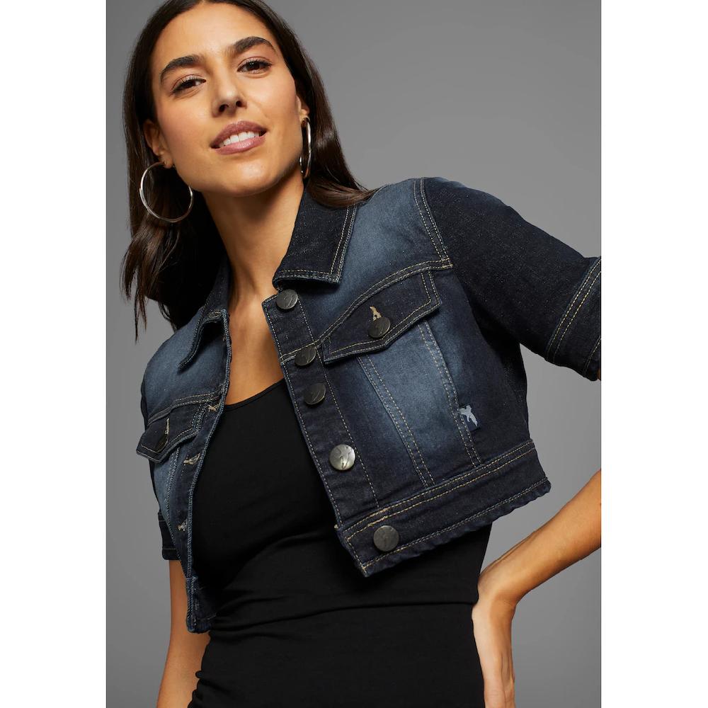 Arizona Jeansjacke Aus Baumwollmischung Figurbetont Extrakurz In Stretch-Qualität