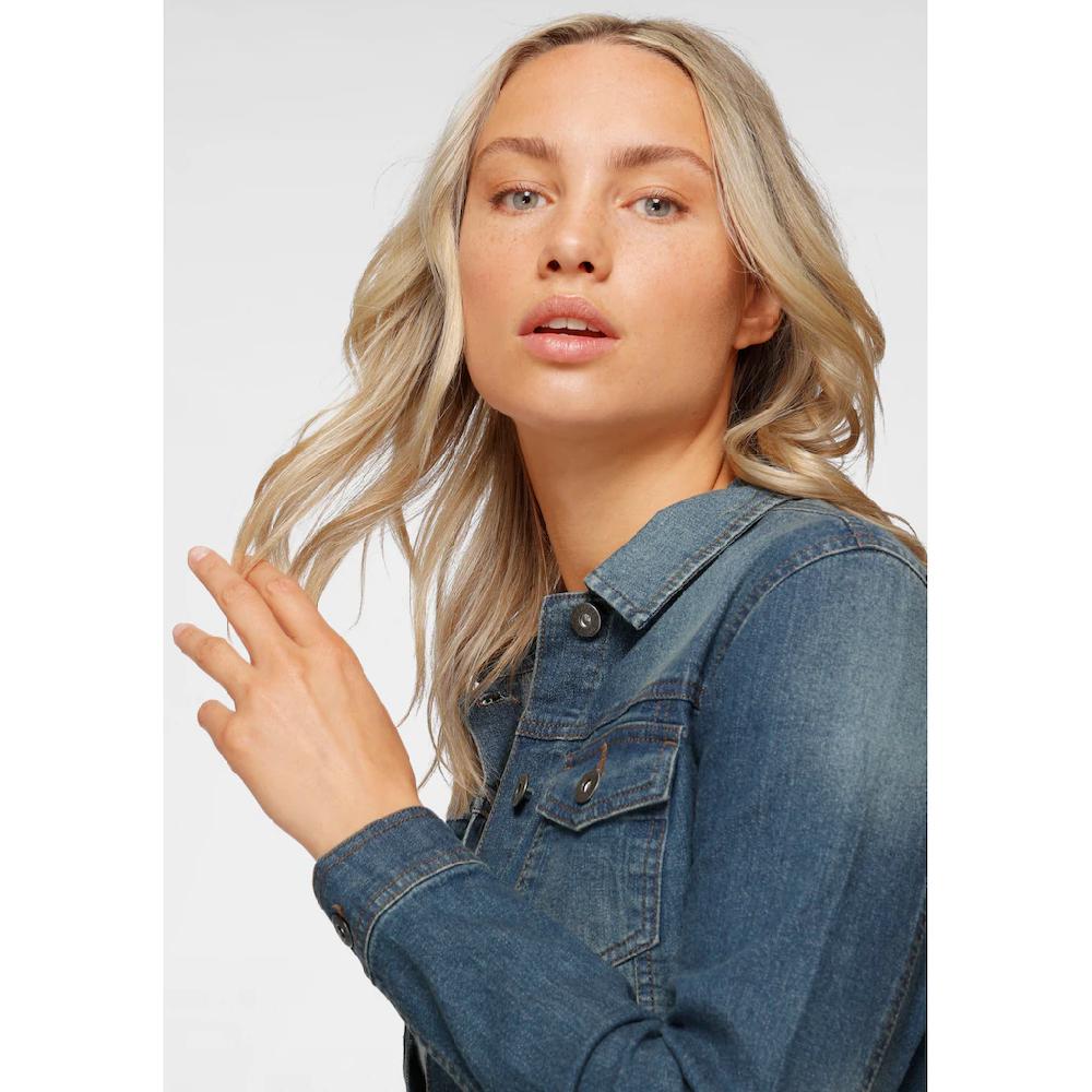 Arizona Jeansjacke Aus Baumwollmischung Figurbetont Kurz Geschnitten