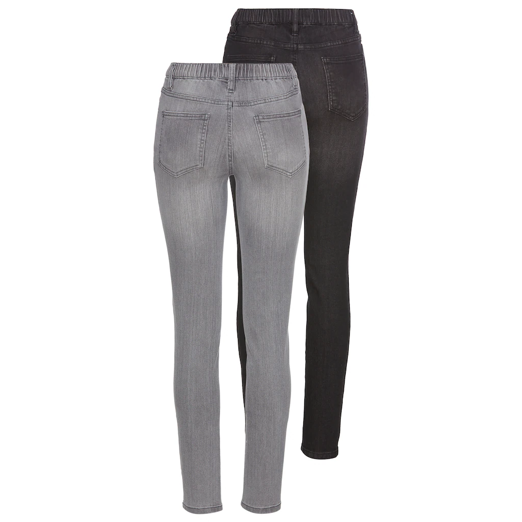 Arizona Jeansjeggings (Packung 2er-Pack) Enge Passform Röhrenjeans Used-Look-Waschung Hohe Leibhöhe