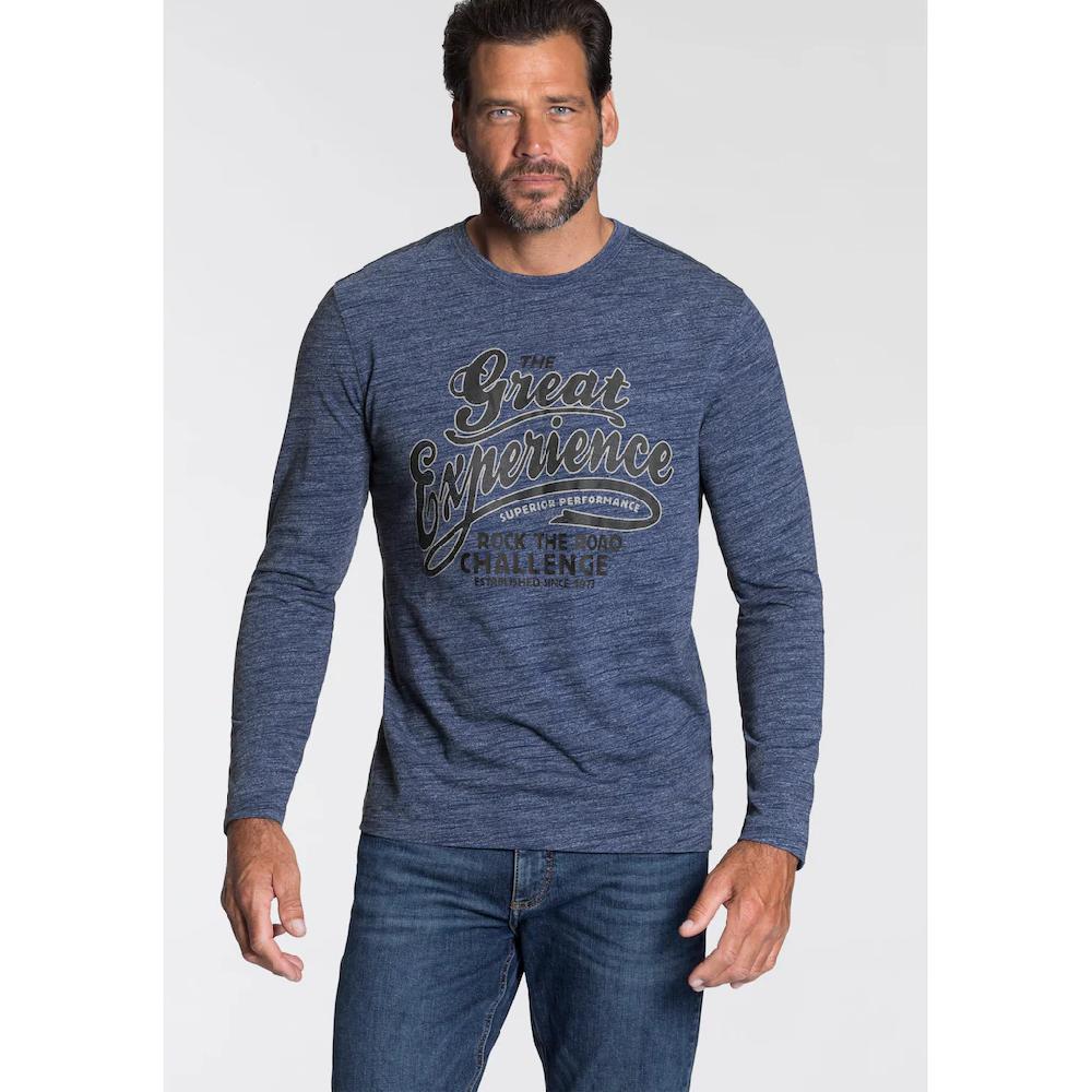 Arizona Langarmshirt »Arizona Langarmshirt in melierter Optik und modischen Print« ▷ kaufen