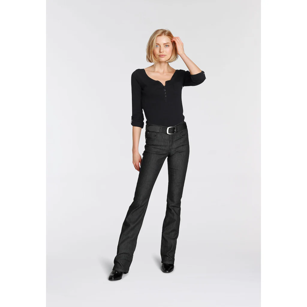 Arizona Langarmshirt Sehr Figurbetonter Schnitt Unifarben Rundhalsausschnitt