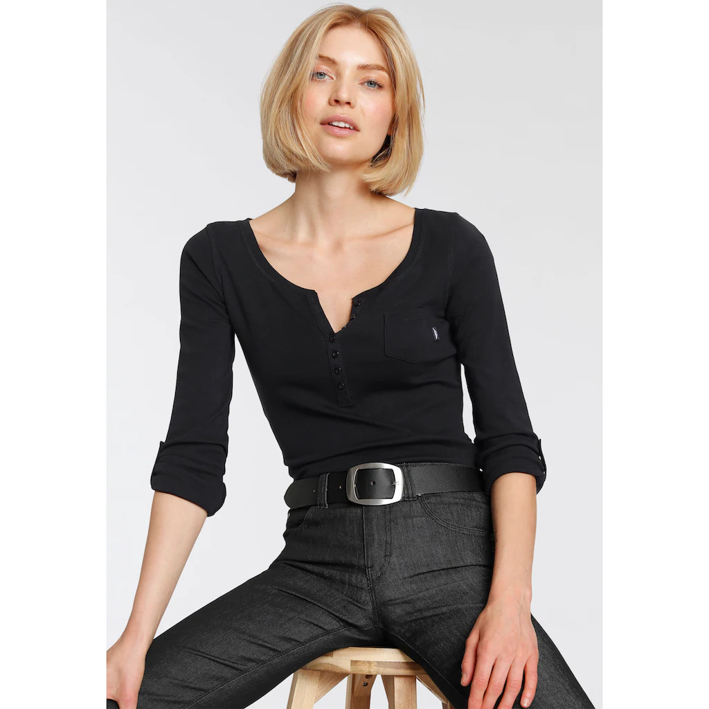 Arizona Langarmshirt sehr figurbetonter Schnitt unifarben Rundhalsausschnitt