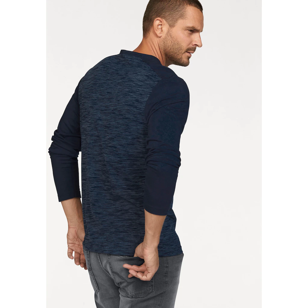 Arizona Longsleeve Langarm Melierte Optik Rundhalsausschnitt Mit Knopfleiste ▷ Bestellen