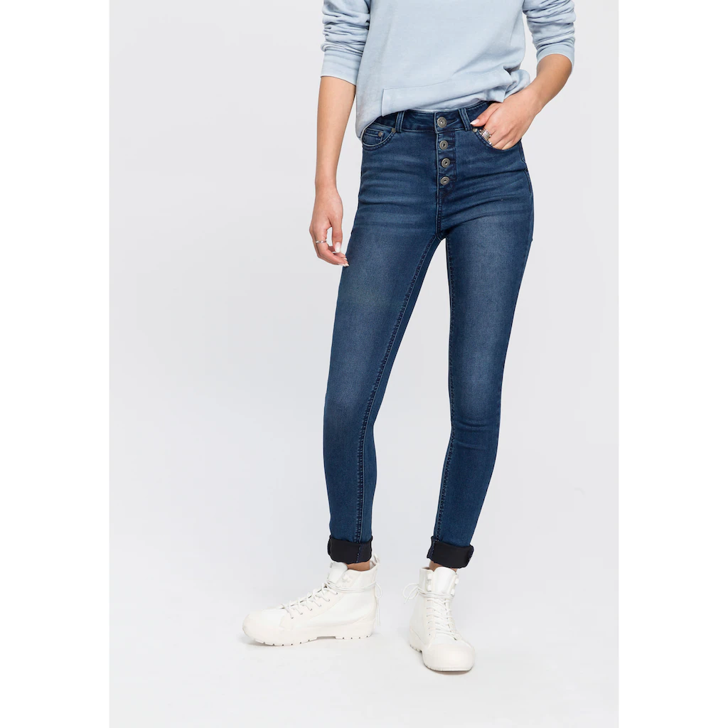 Arizona Skinny-fit-Jeans »Ultra Stretch« extra-enger Beinschnitt hohe Leibhöhe knöchellang