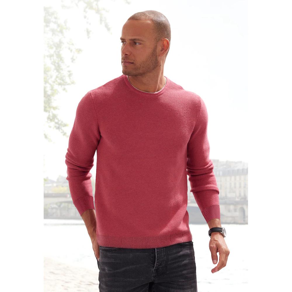 AUTHENTIC LE JOGGER Strickpullover mit Double-Layer Optik Pullover aus reiner Baumwolle