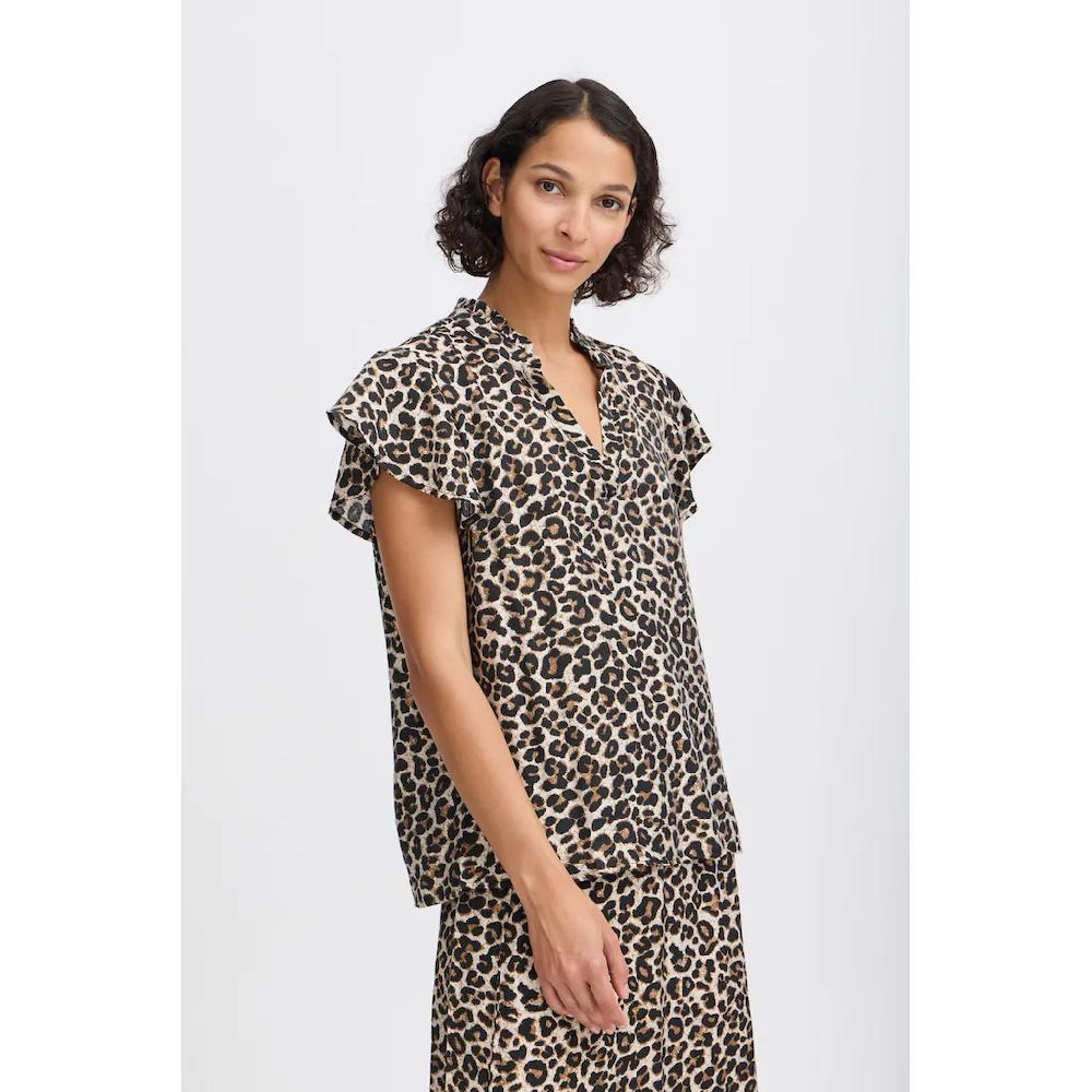 B.young Kurzarmbluse »Kurzarmbluse BYHINVA LEOPARD BLOUSE 2 -«