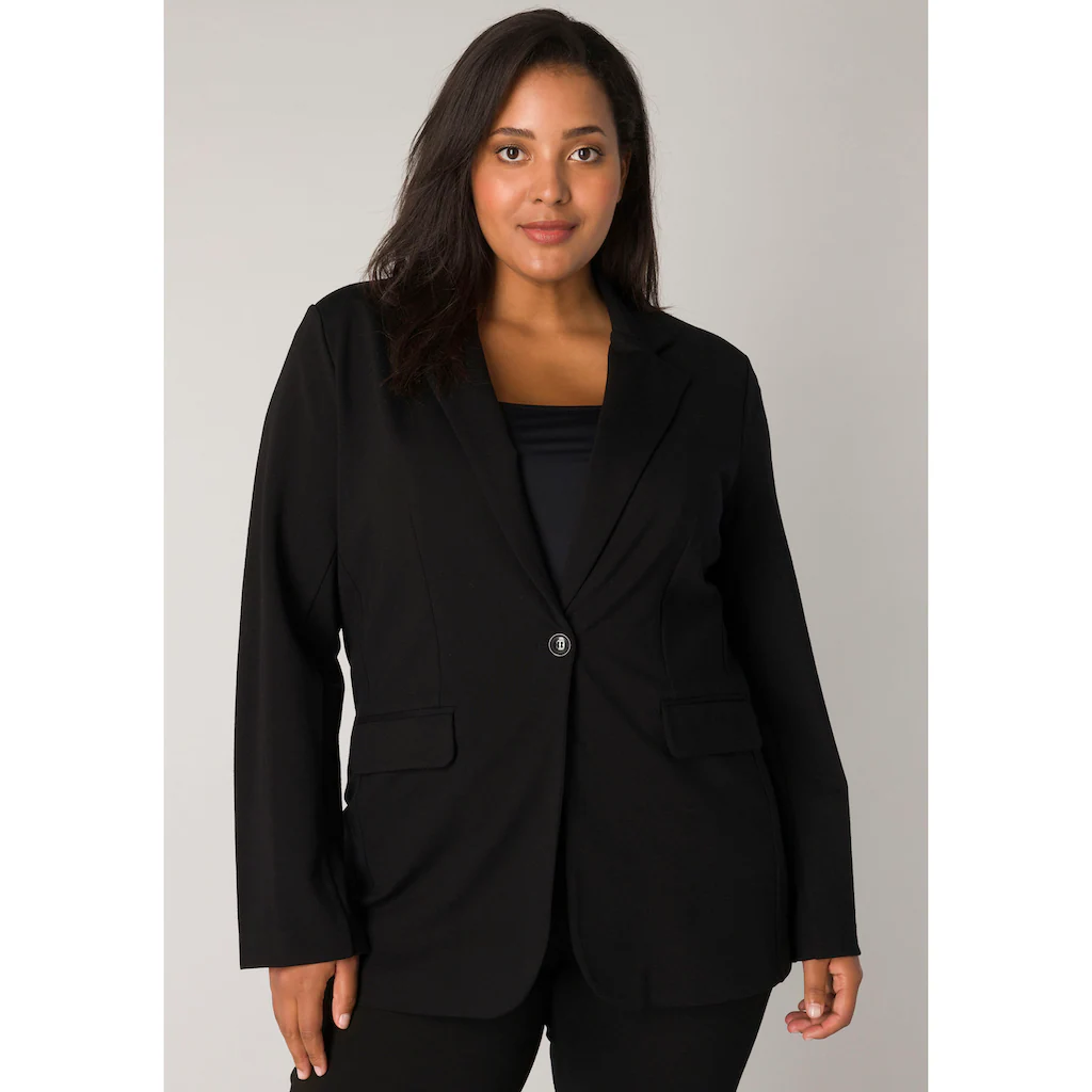 Base Level Curvy Jerseyblazer Mit Taschenklappen