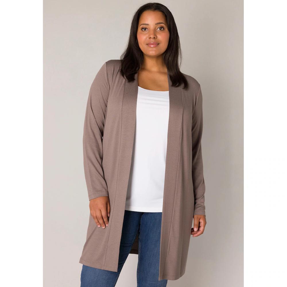 Base Level Curvy Strickjacke in melierter Optik