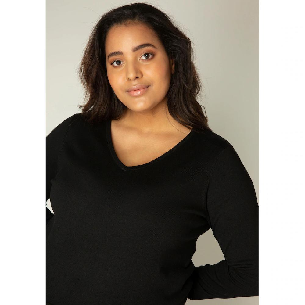 Base Level Curvy V-Ausschnitt-Pullover »Anine« Pullover In Weicher Und Formstabiler Qualität