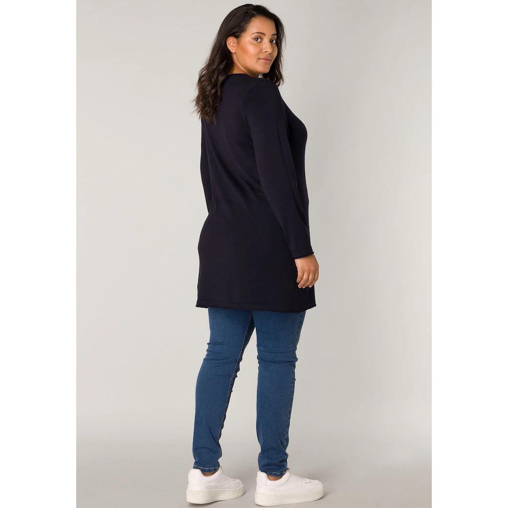 Base Level Curvy V-Ausschnitt-Pullover »BAS-ANINE-LONG« Feinstrick-Qualität