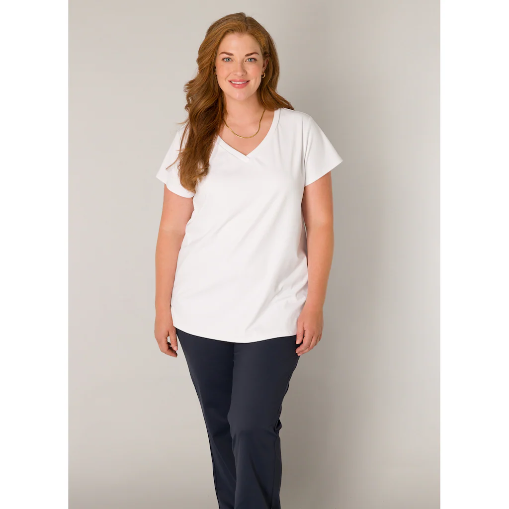 Base Level Curvy V-Shirt »Lilly« Mit Stretch