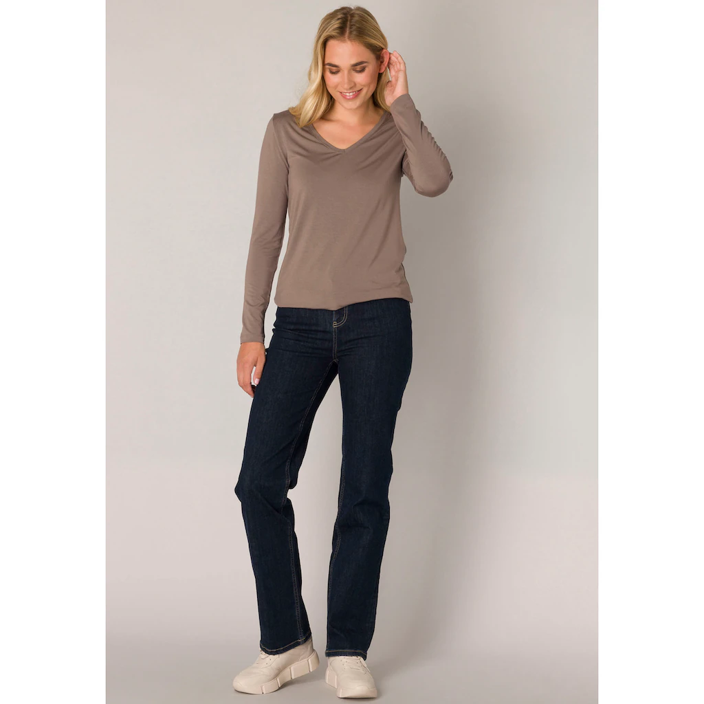 Base Level Langarmshirt Mit V-Ausschnitt