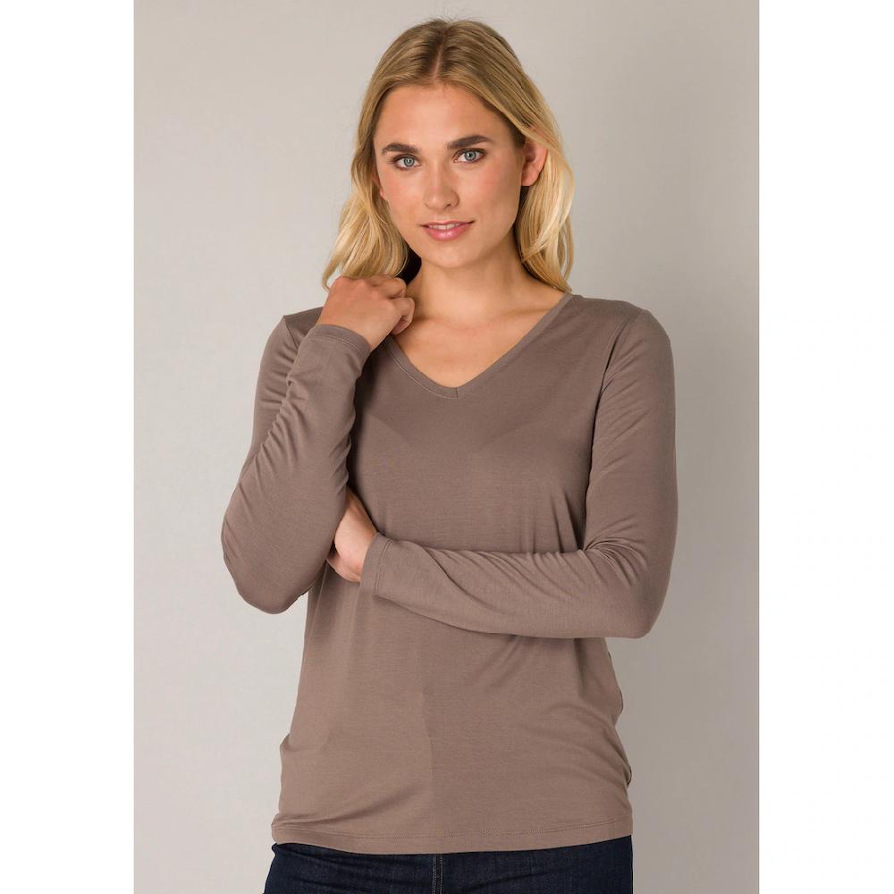 Base Level Langarmshirt mit V-Ausschnitt