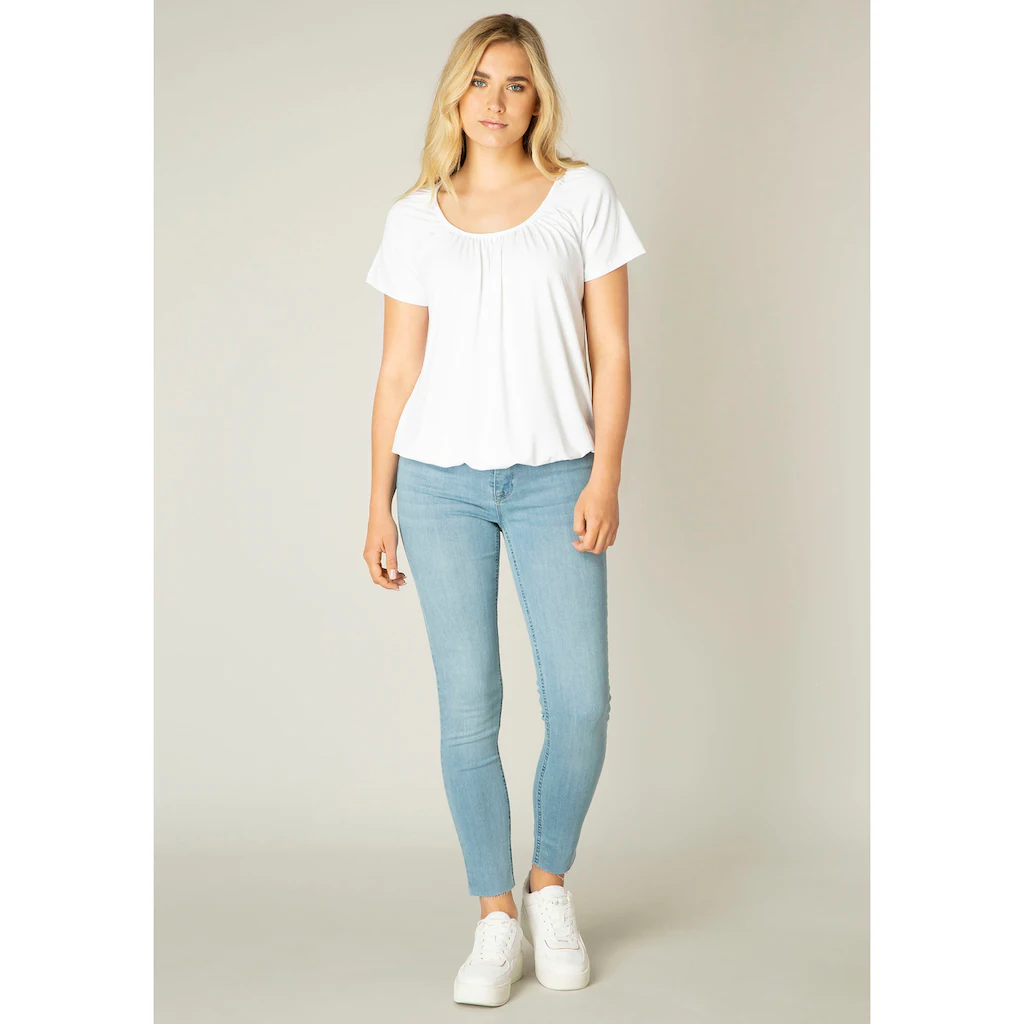 Base Level T-Shirt »Yona« Mit Raffung Am Ausschnitt Und Elastischem Bund