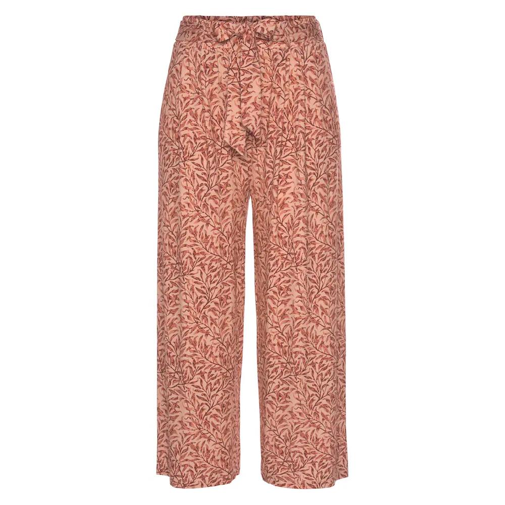 Beachtime Culotte (mit Bindegürtel) Mit Blätterdruck Und Bindeband Luftig-leichte Sommerhose
