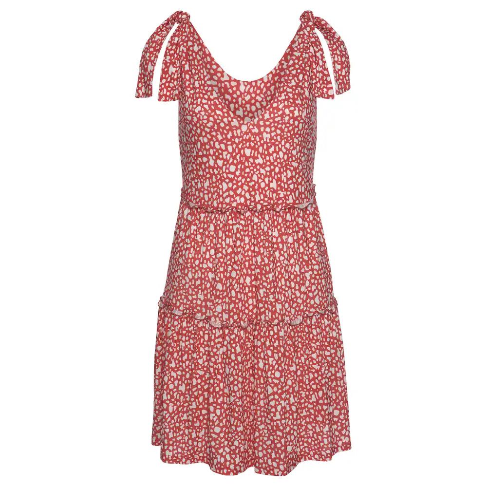 Beachtime Druckkleid Mit Modischen Volants Lockere Passform Sommerleid Strandkleid