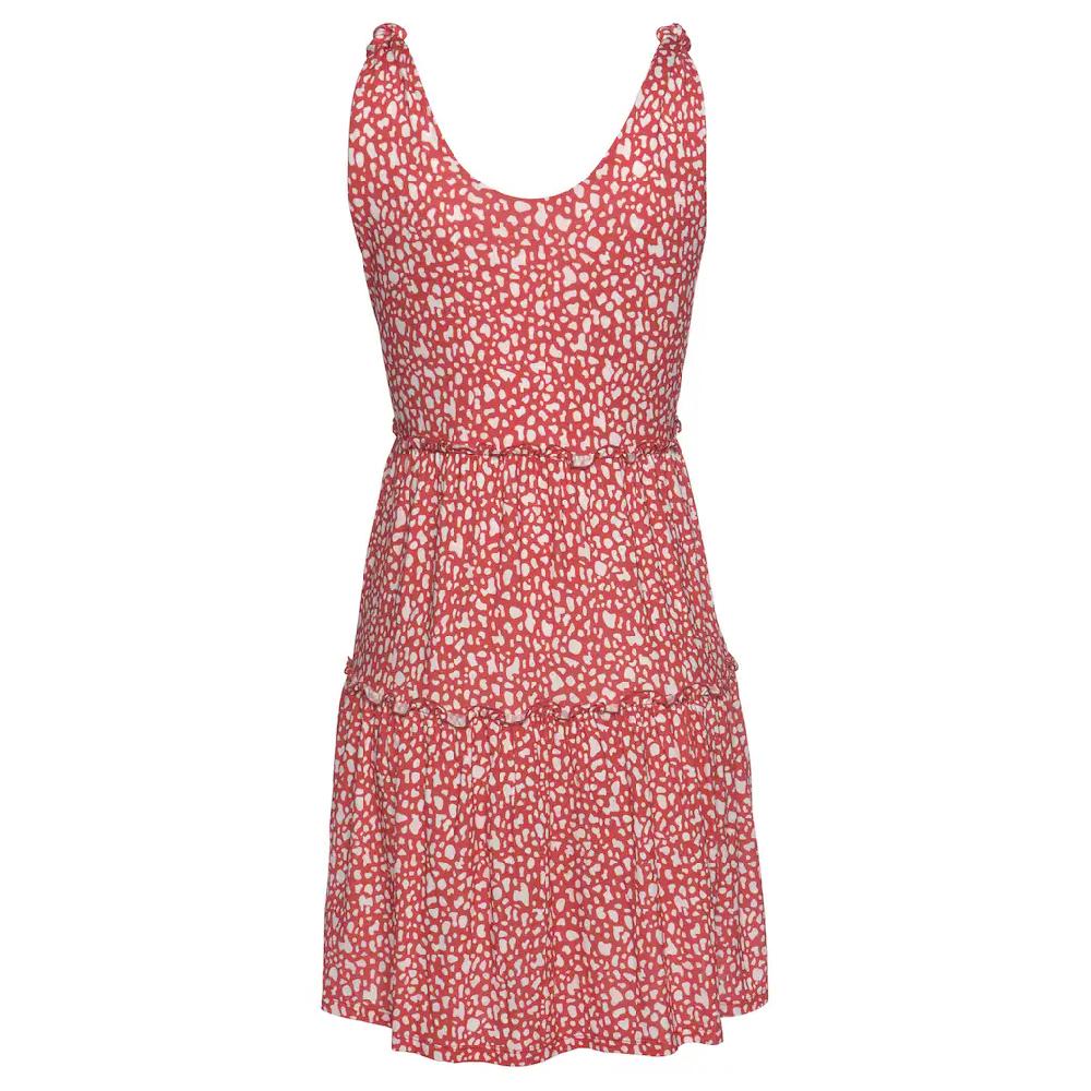 Beachtime Druckkleid Mit Modischen Volants Lockere Passform Sommerleid Strandkleid