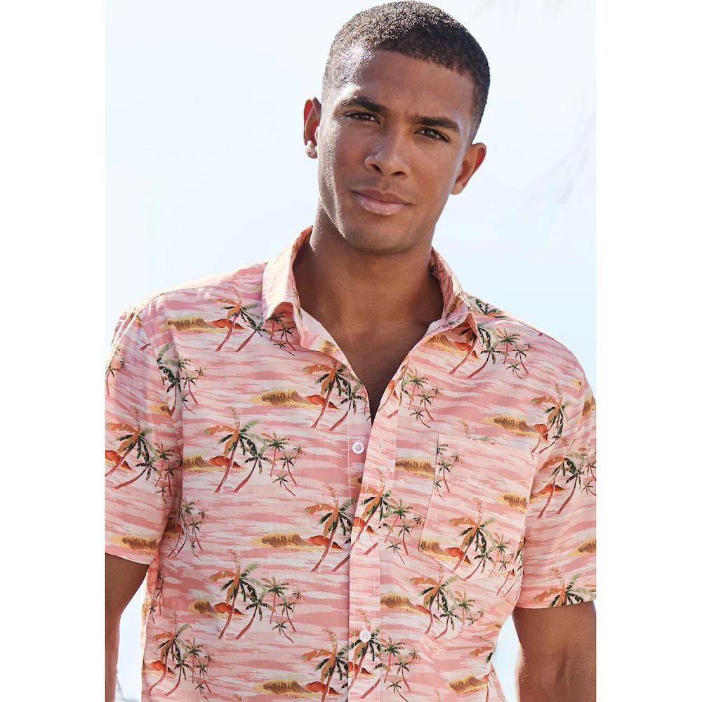 Beachtime Hawaiihemd »Regular Fit« Kurzarm Freizeithemd Mit Palmenprint Reine Baumwolle