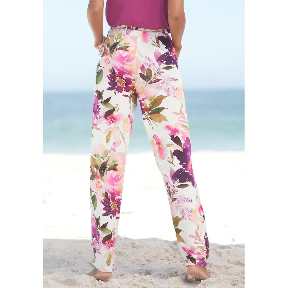 Beachtime Jerseyhose Mit Blumendruck Und Elastischem Bund Sommerhose Strandhose