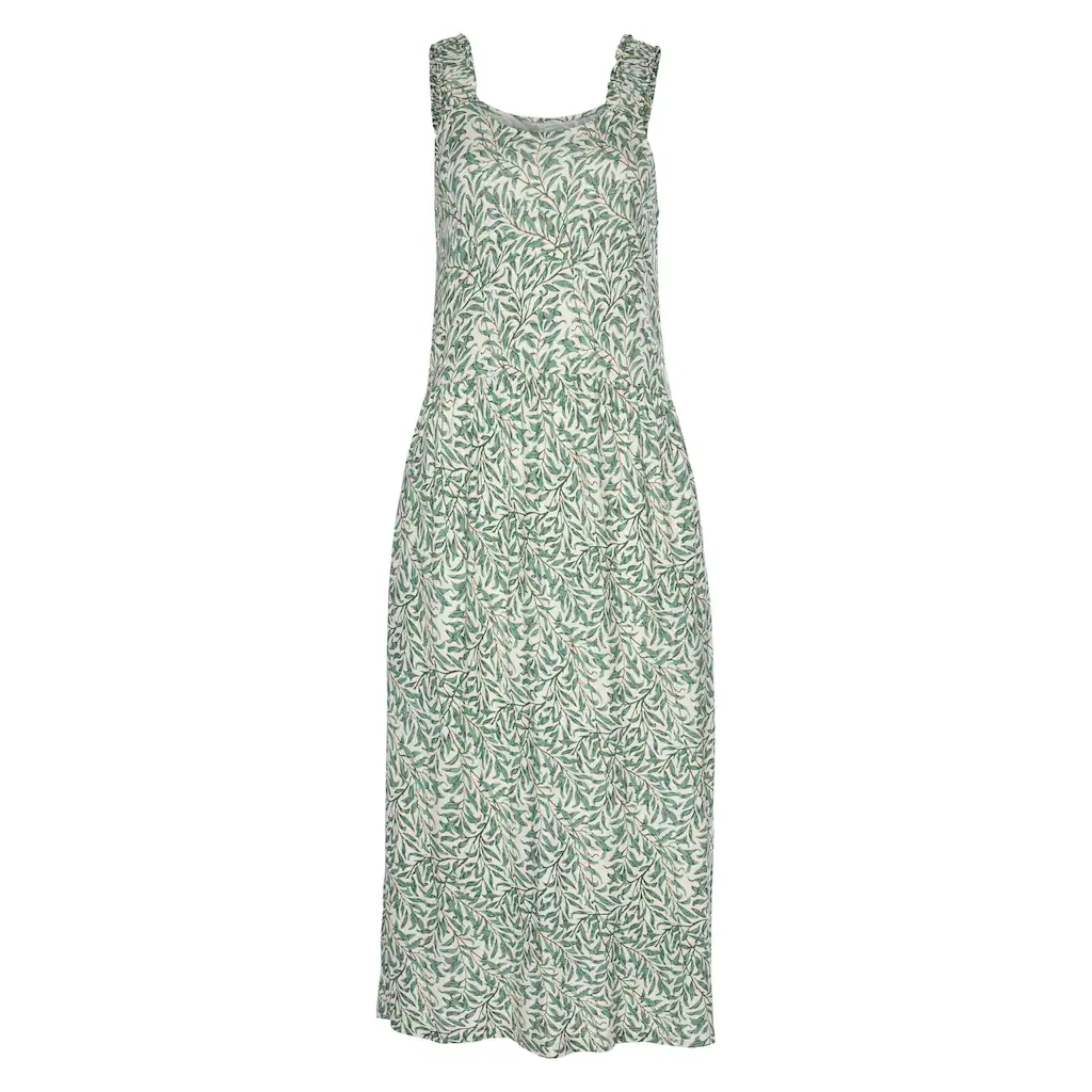 Beachtime Jerseykleid Mit Blätterdruck Und Taschen Leichtes Strandkleid Sommerkleid