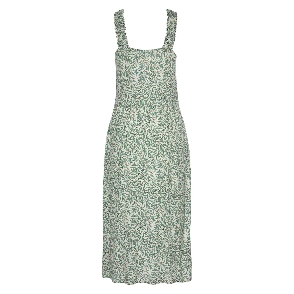 Beachtime Jerseykleid Mit Blätterdruck Und Taschen Leichtes Strandkleid Sommerkleid