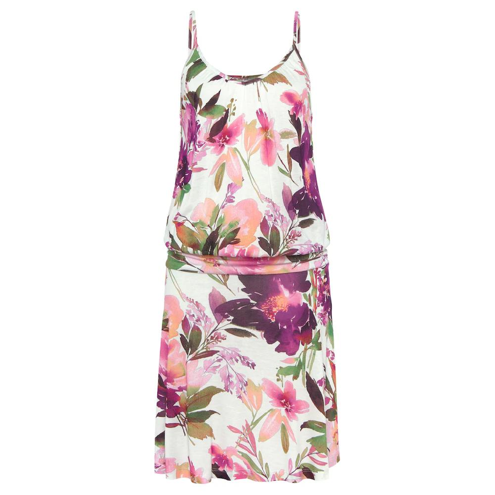 Beachtime Jerseykleid Mit Blumendruck Und Dezenter Raffung Sommerkleid Strandkleid