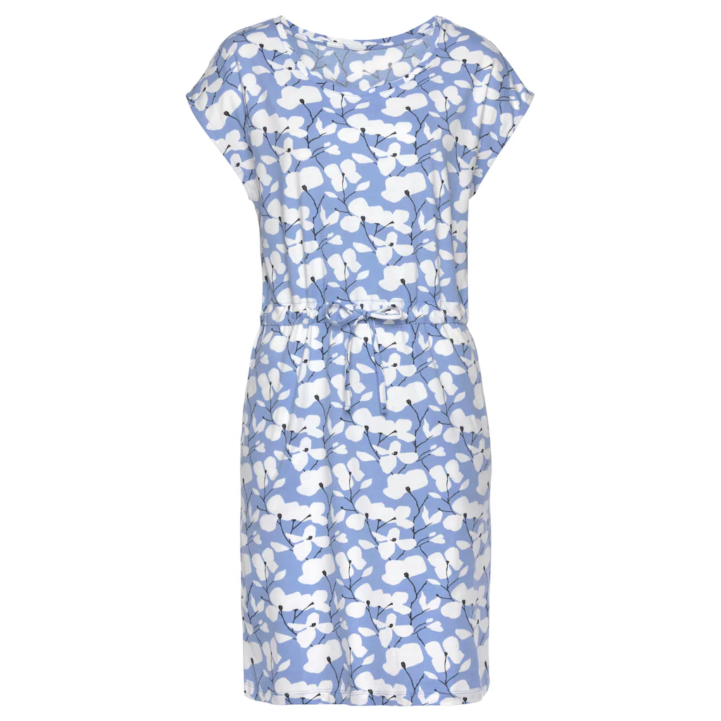 Beachtime Jerseykleid Mit Blumenmuster Und Taschen Sommerkleid Aus Baumwoll-Mix