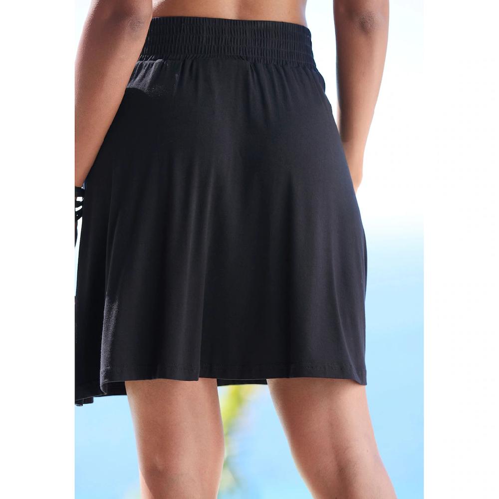 Beachtime Jerseyrock Knielang Strandrock Mit Elastischem Smokeinsatz