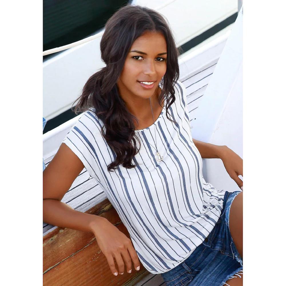 Beachtime Kurzarmshirt »mit Streifendesign« Aus Weichem Viskose-Stretch