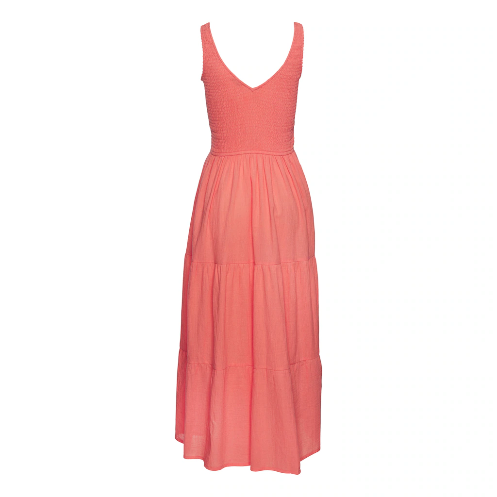 Beachtime Maxikleid Aus Gewebter Baumwolle Sommerkleid Mit Gestuftem Rock