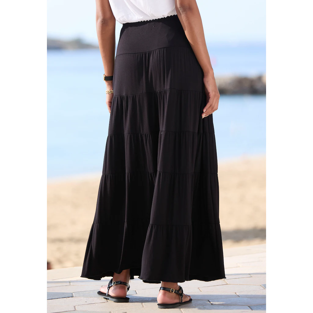 Beachtime Maxirock Mit Volants Elastischer Jerseyrock Strandrock