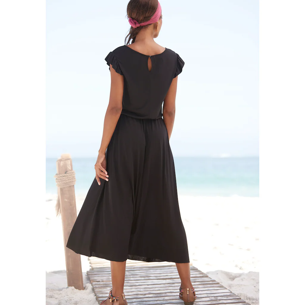 Beachtime Midikleid Aus Viskosejersey Kurzärmliges Sommerkleid Strandkleid Basic