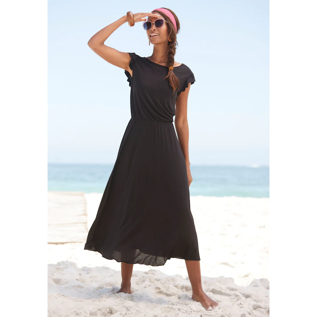 Beachtime Midikleid aus Viskosejersey kurzärmliges Sommerkleid Strandkleid Basic