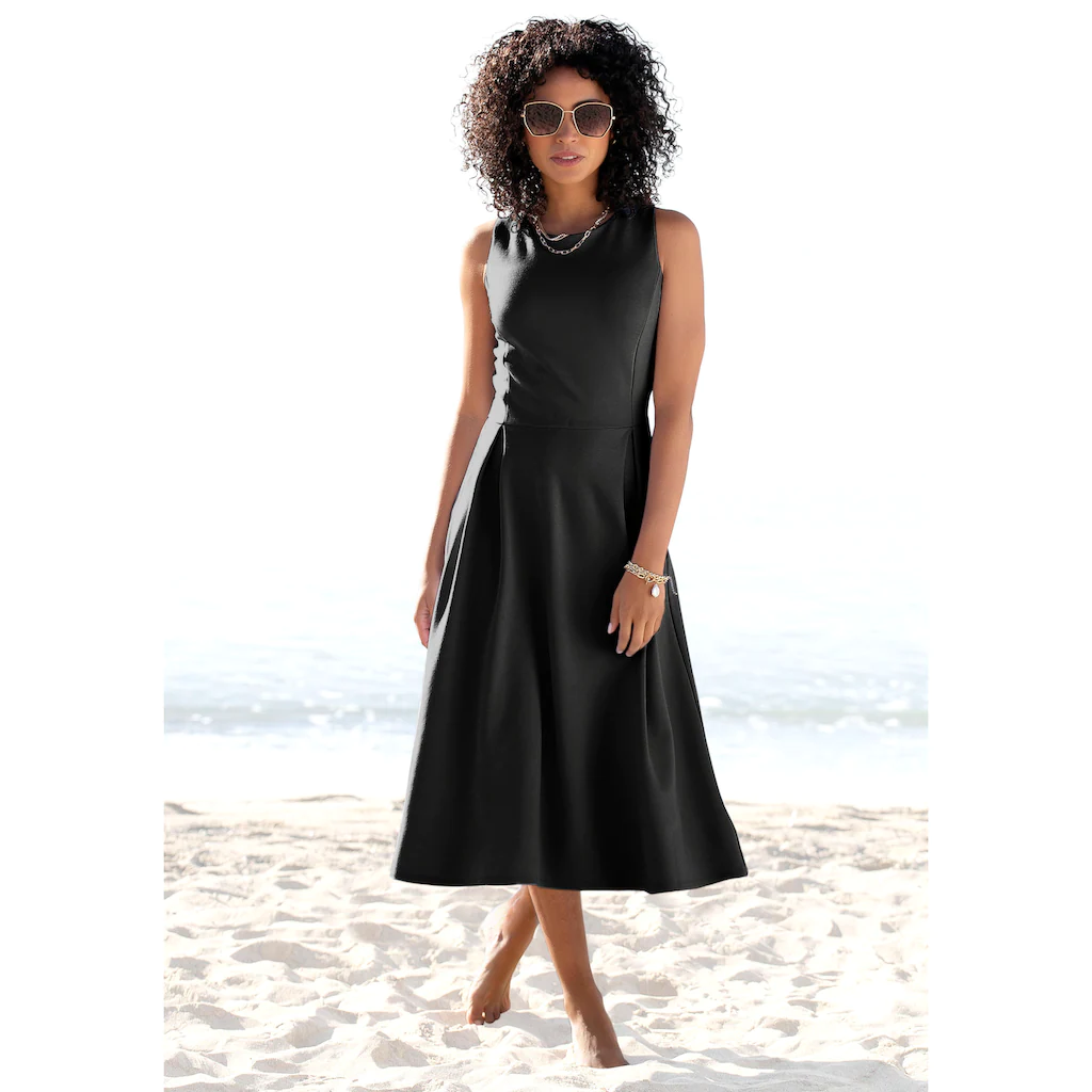 Beachtime Midikleid elegantes Jerseykleid Basic A-Linien-Kleid