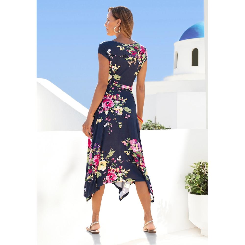Beachtime Sommerkleid Mit Zipfelsaum Und Schleife In Der Taille Jerseykleid Strandkleid
