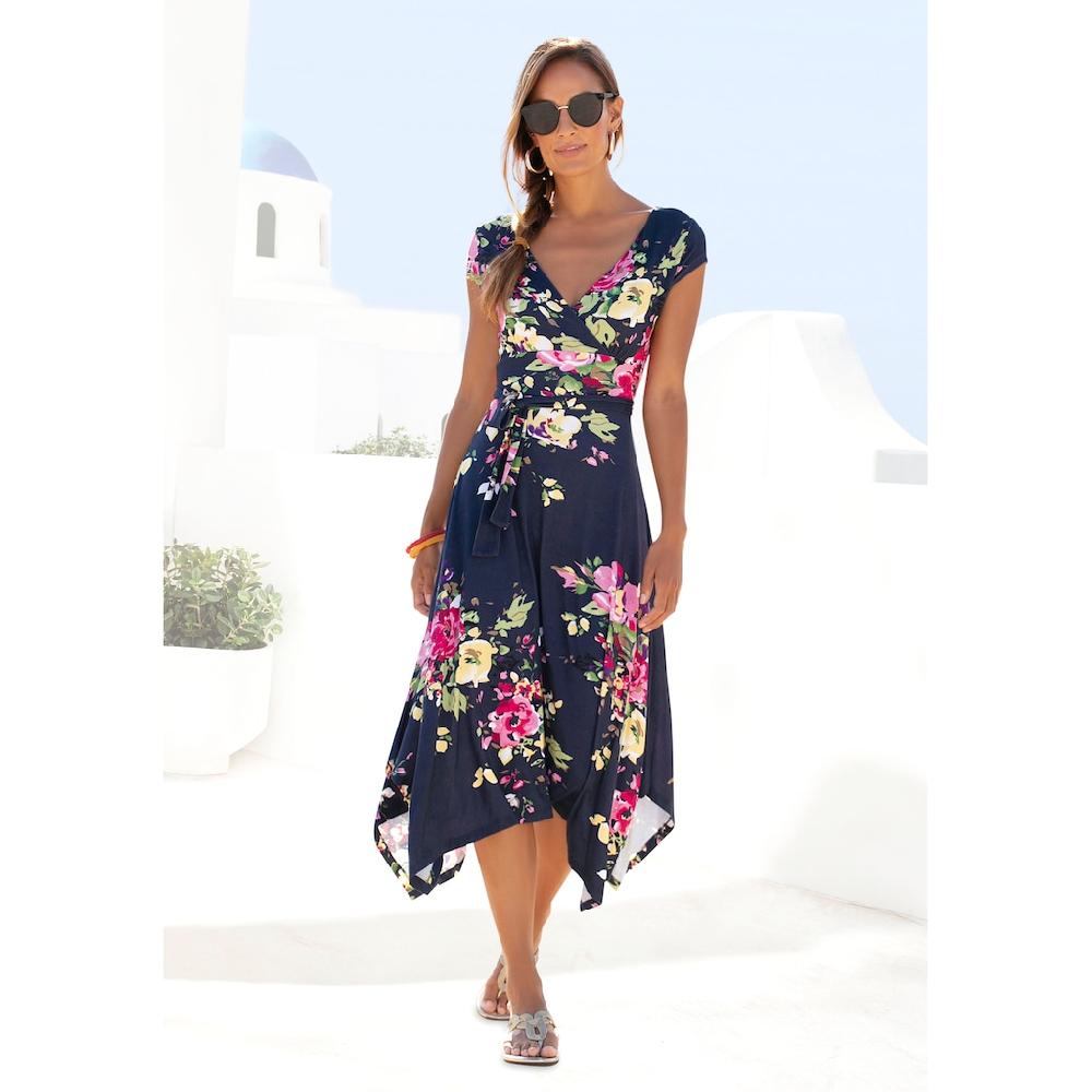 Beachtime Sommerkleid mit Zipfelsaum und Schleife in der Taille Jerseykleid Strandkleid