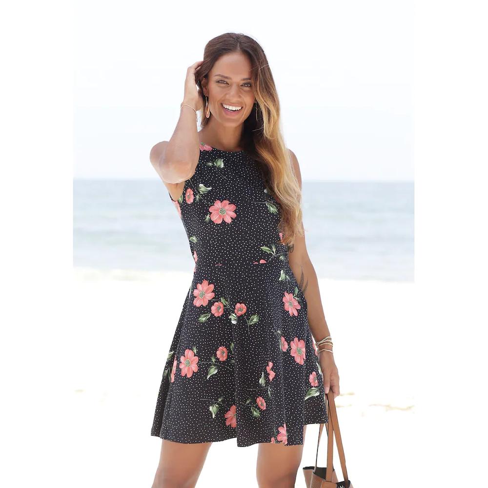 Beachtime Strandkleid mit dezenten Pünktchen Sommerkleid aus elastischer Baumwolle