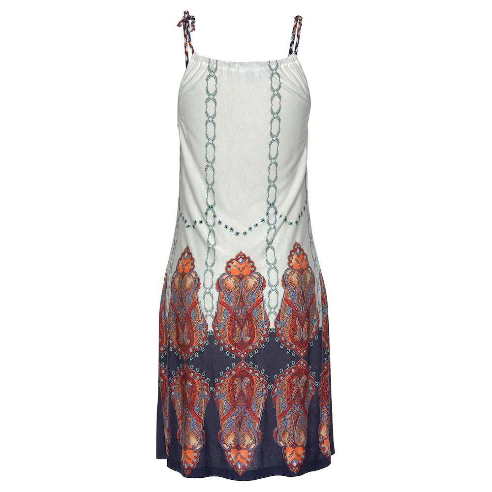 Beachtime Strandkleid Mit Geflochtenen Trägern Im Alloverdruck Kurzes Sommerkleid