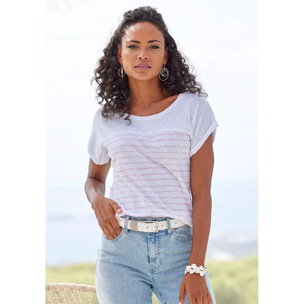 Beachtime T-Shirt »mit Streifendesign« aus weicher Baumwoll-Qualität